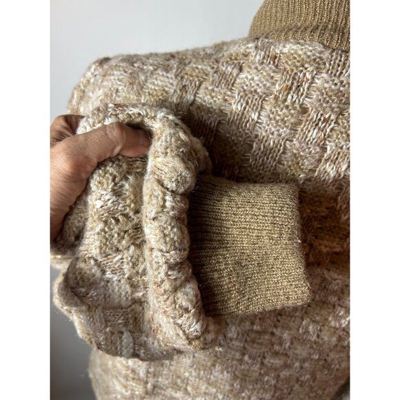 Vintage Hippie Boho Jacket Women L Beige Textured Knit Zipper & Button Closure - Picture 6 of 7